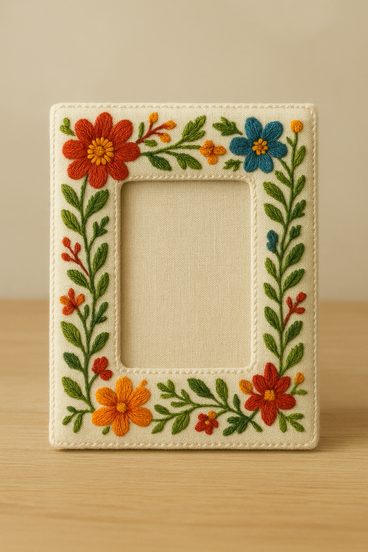 Embroidery photo frame art